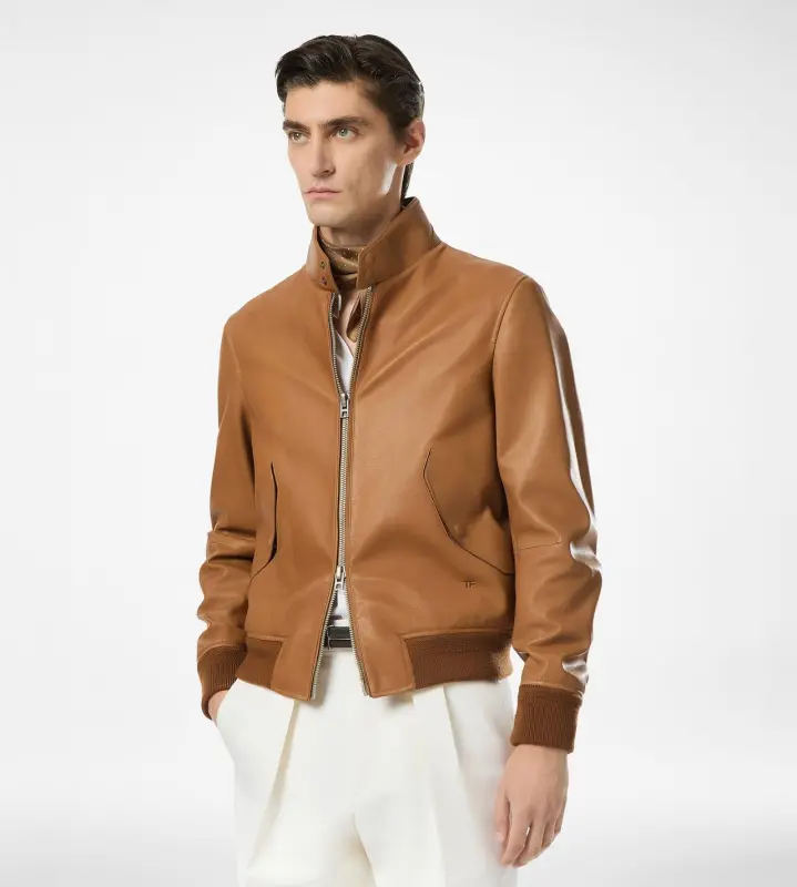 GRAIN LEATHER HARRINGTON TOFFEE online